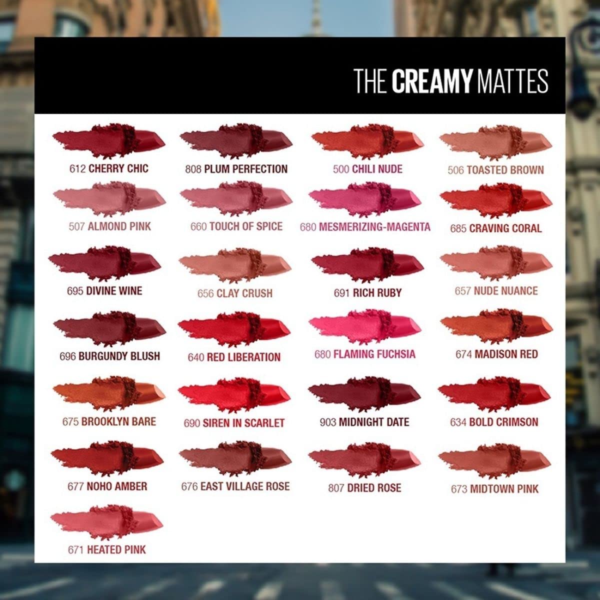 Maybelline New York Color Sensational Powder Matte Lipstick, 630 Flaming Fuchsia, 3.9g (Copy)