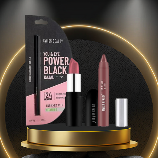 Swiss Beauty Pure Matte Creamy Lipstick & Swiss Beauty Stain Matte Lipstick & Swiss Beauty Black Kajal