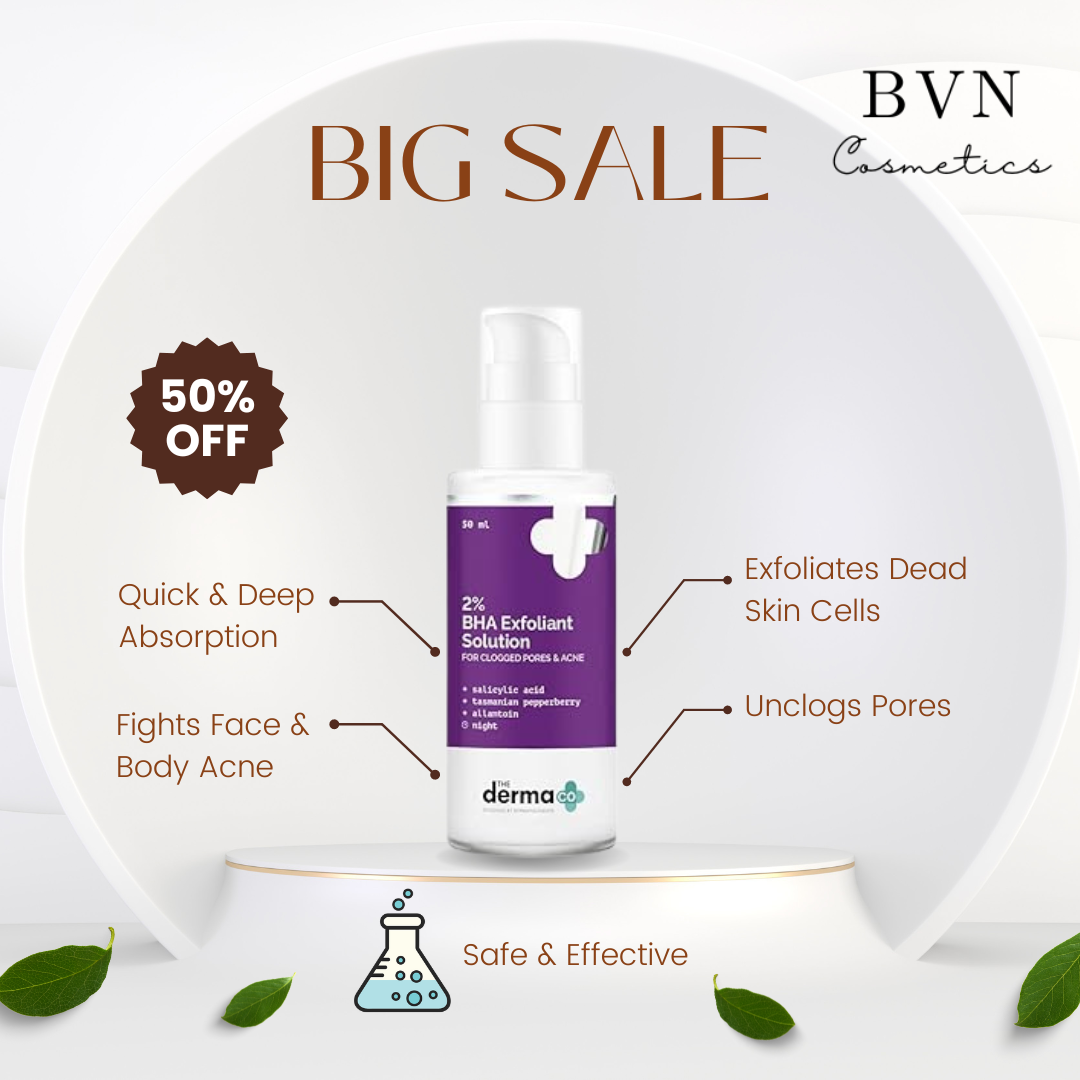 The Derma Co 2% BHA Exfoliant Solution with Salicylic Acid & Tasmanian Pepperberry For Clogged Pores & Acne - 50 ml
